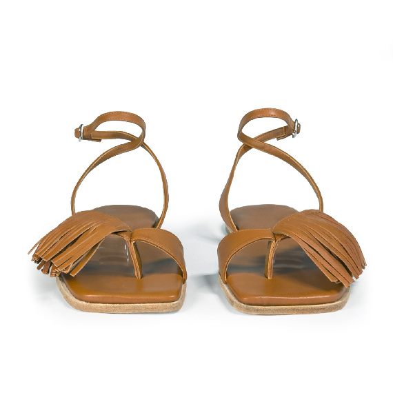 G42_Square open<br>Sandal in nappa leather tan
