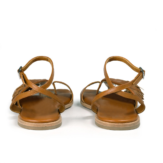 G42_Square open<br>Sandal in nappa leather tan