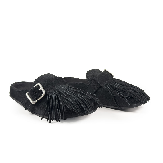 K06_Panorama<br>Clog in split calfskin leather black