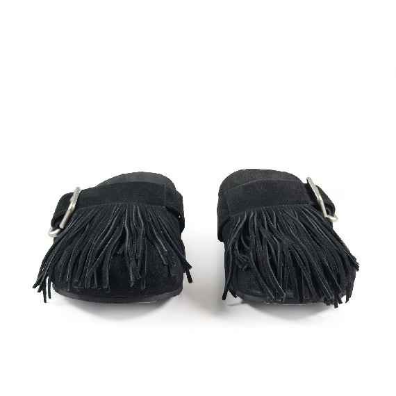 K06_Panorama<br>Clog in split calfskin leather black