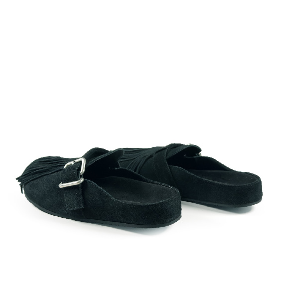 K06_Panorama<br>Clog in split calfskin leather black