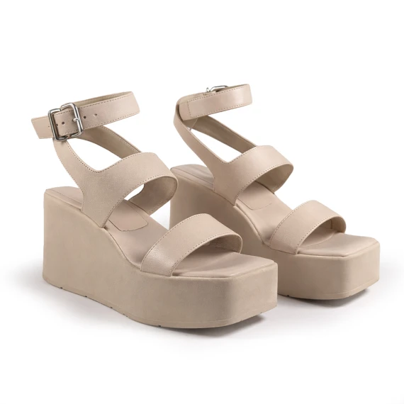 K10_Block<br>Wedge sandal bone with ankle strap