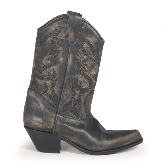 K12_Dallas_Stivale texano nero in pelle di bufalo