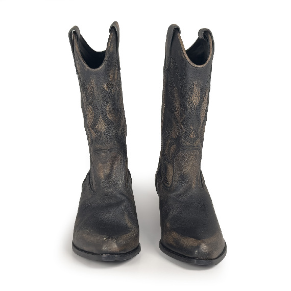 K12_Dallas<br>Western boot black in buffalo leather