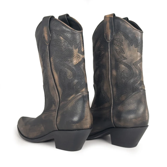 K12_Dallas_Stivale texano nero in pelle di bufalo