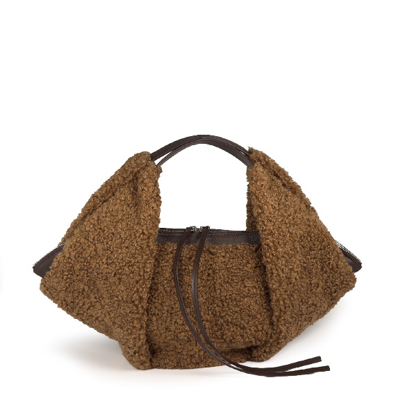 Shirley<br/Teddy bag in lanetta/crosta marrone