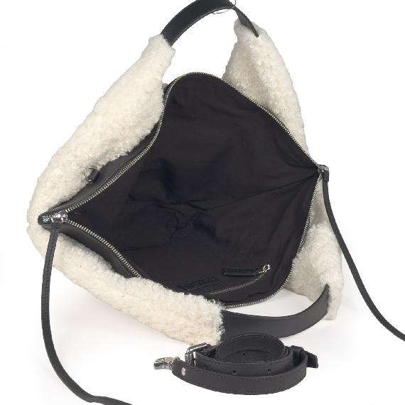 ShirleyShearling/Suede Teddy bag cream/black Vic Matie