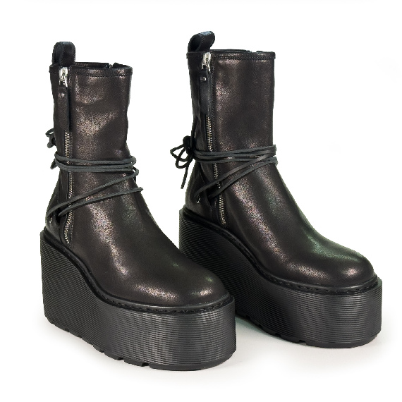 F20 Zeppa Stripy_ Stivaletto Wedge nero