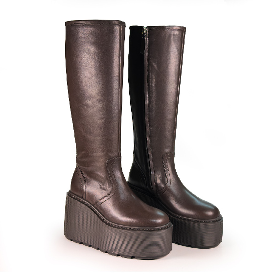 F20 Zeppa Stripy_ Leather boots dark brown