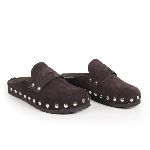 L06_Boho_Suede Sabot dark brown