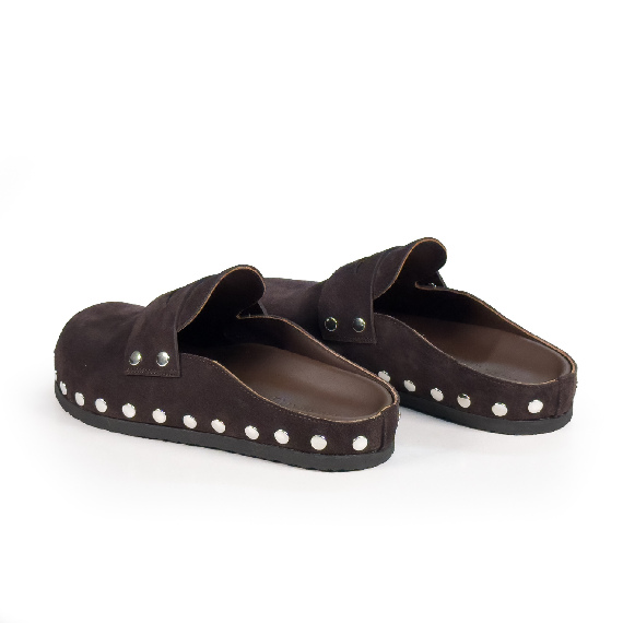 L06_Boho_Suede Sabot dark brown