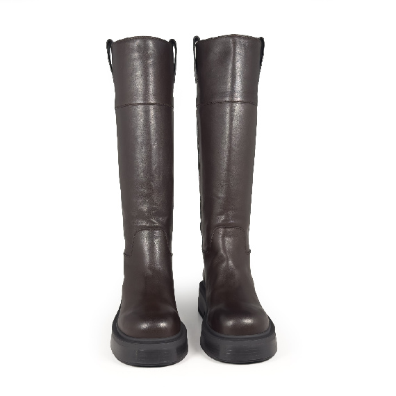 L08_London_Calf leather tube boots dark brown Vic Matie