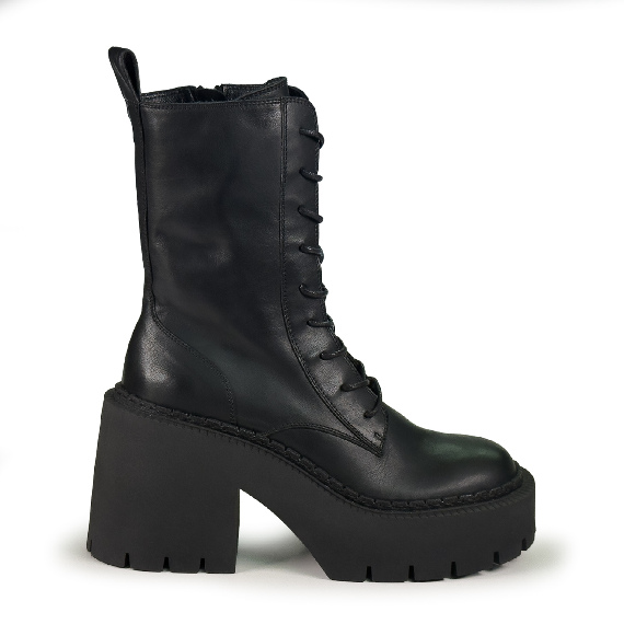 L10_Bobby_Combat boot in pelle di vitello nera