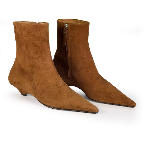K20_Kitty_Ankle boot in camoscio elegante tabacco
