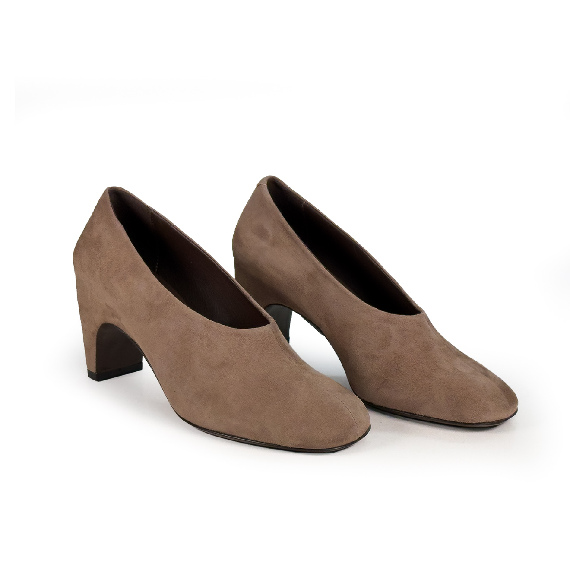 L42_Edge_Décolleté in elegante camoscio tortora