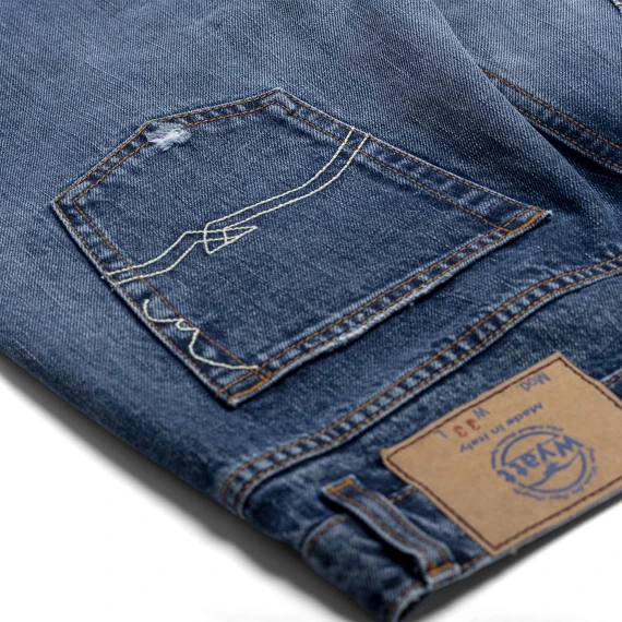 Wyatt Georgia Men's Dirty Vintage Medium Jeans with Rips Wyatt