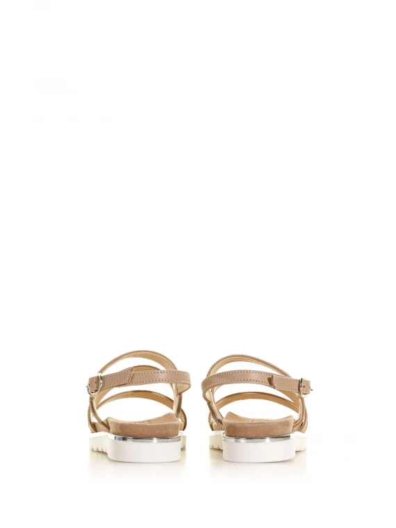 Flat two-band sandal with rhinestones