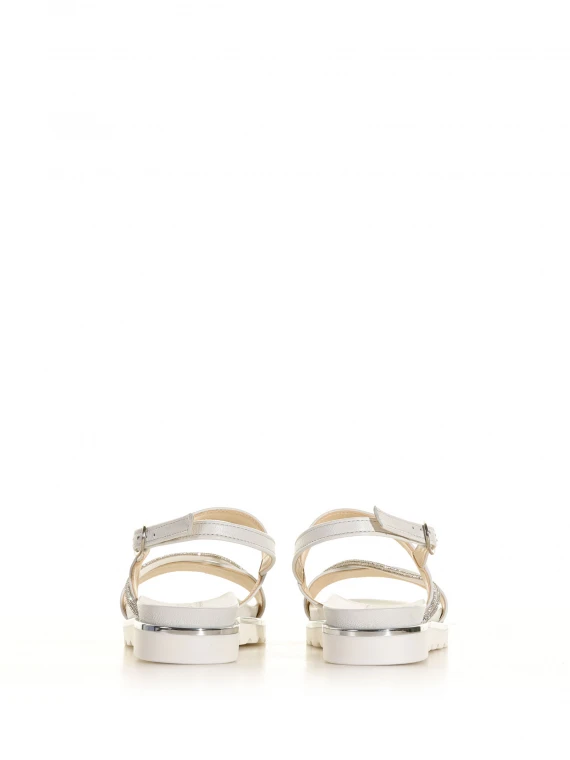 Flat two-band sandal with rhinestones