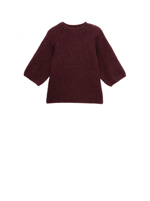 Crew-neck sweater with 3/4 sleeves