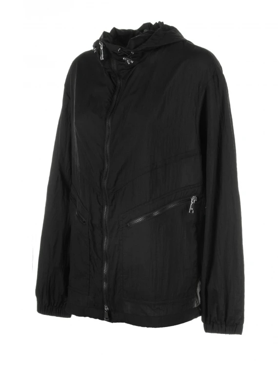 Black jacket with zip and hood