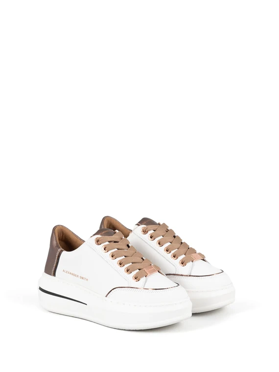 Lancaster Sneaker in White Bronze Leather