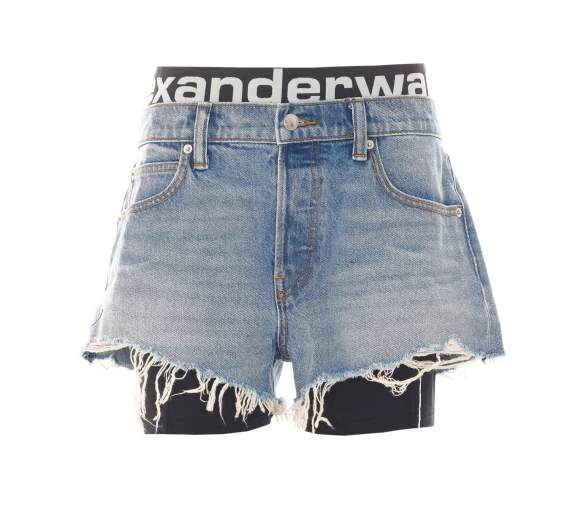 Pantaloncini in denim blu Alexander Wang