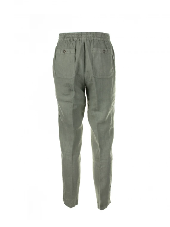 Pantalone verde in lino con coulisse