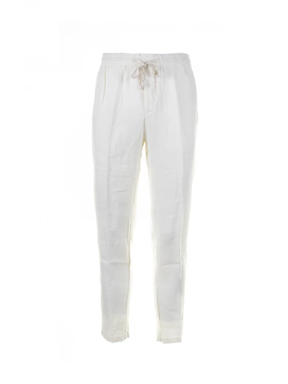 Pantalone bianco in lino con coulisse