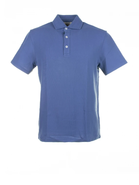Light blue short-sleeved polo shirt in cotton