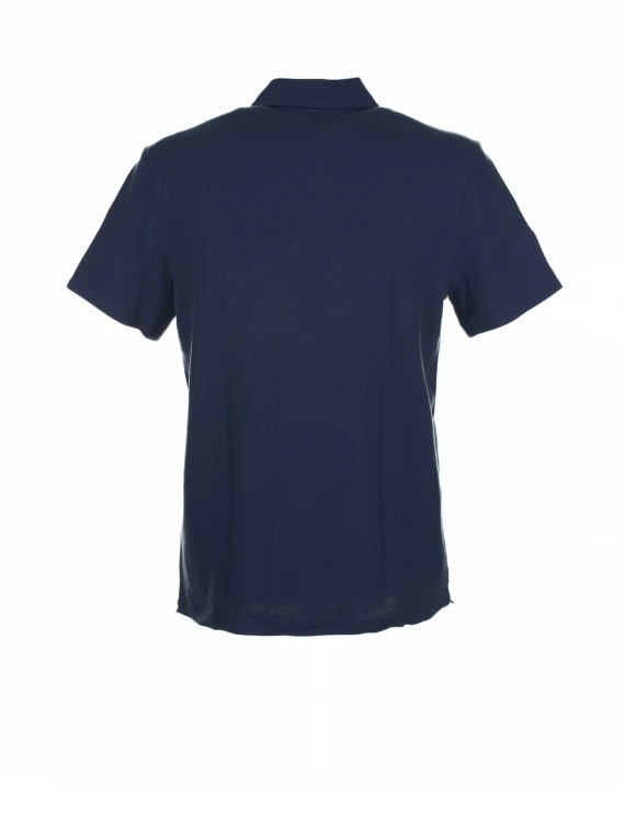 Blue short-sleeved polo shirt in cotton
