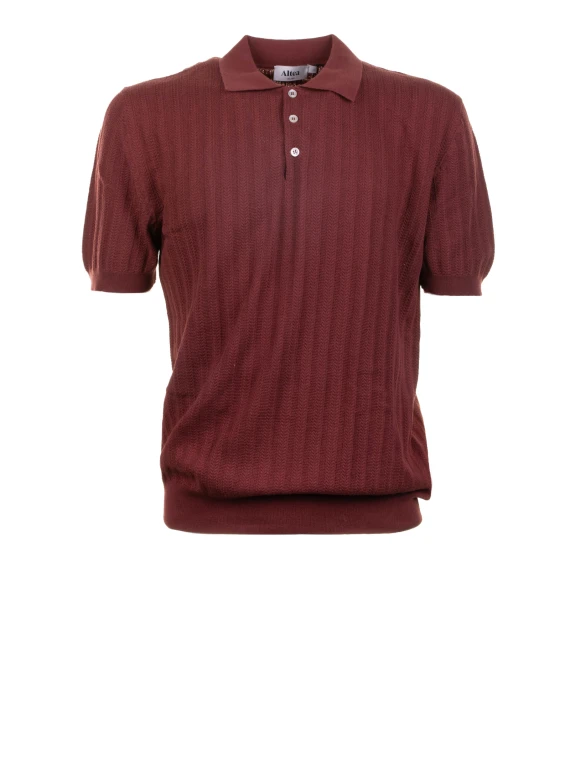 Polo uomo terracotta in cotone filo verticale