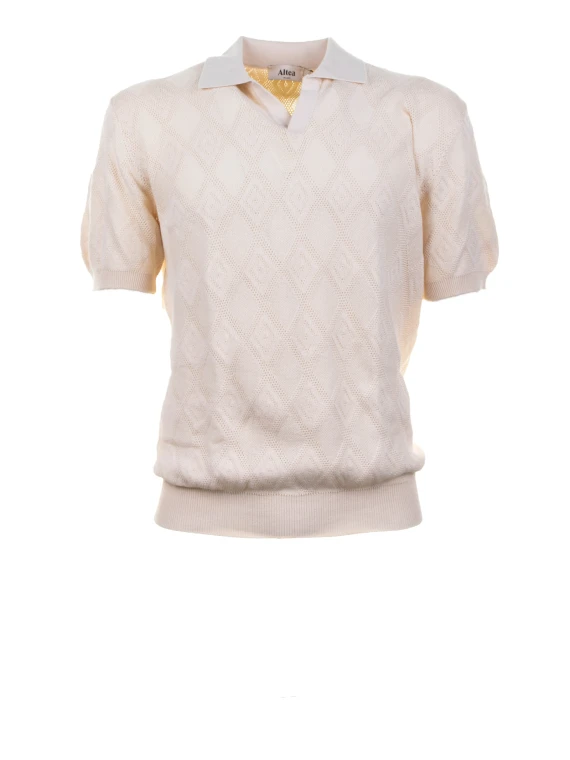 Polo uomo burro in cotone filo rombi