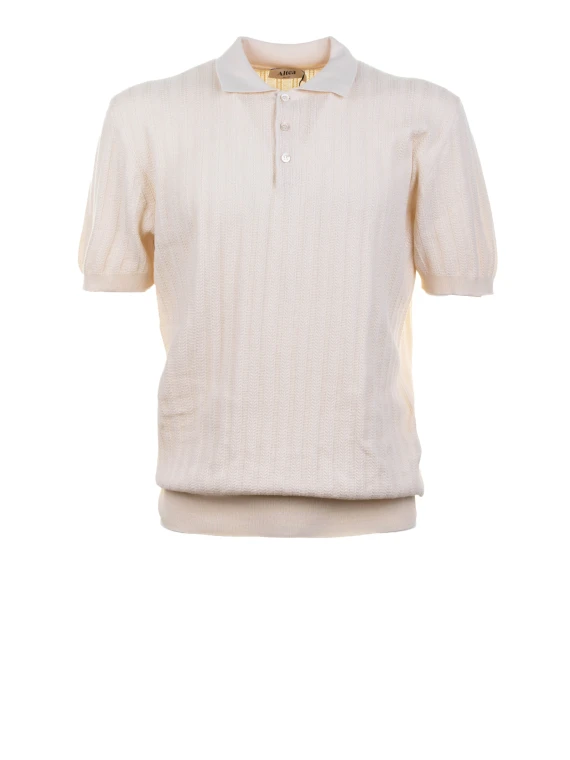 Polo uomo burro in cotone filo verticale
