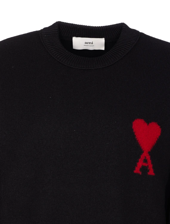 Ami Black and Red Quota Sweater
