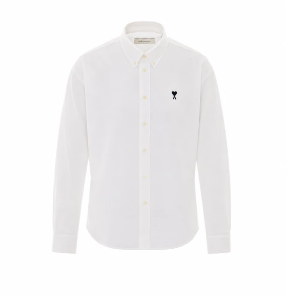 White shirt with embroidered logo Ami Alexandre Matiussi