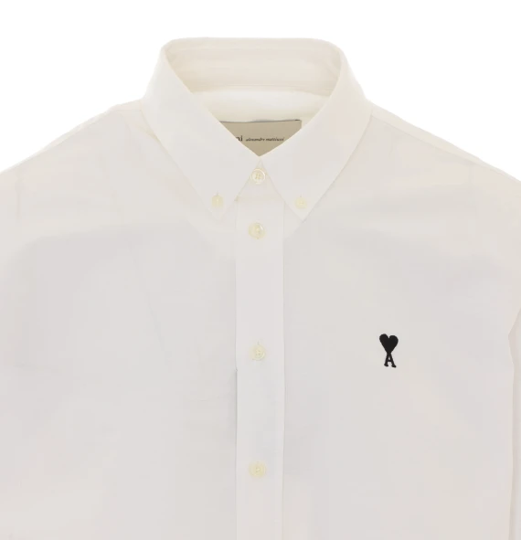 White shirt with embroidered logo Ami Alexandre Matiussi
