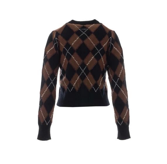Dark brown and black virgin wool cardigan Ami Alexandre Matiussi