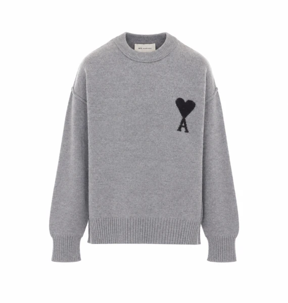 Maglione Ami de Coeur grigio in lana vergine Ami Alexandre Matiussi