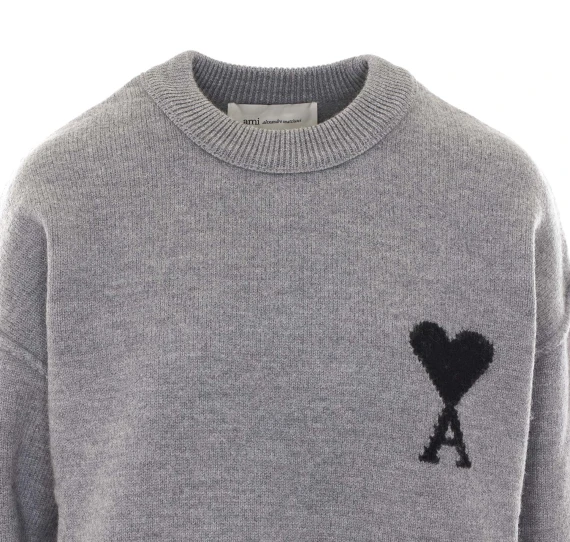 Ami de Coeur grey virgin wool sweater Ami Alexandre Matiussi