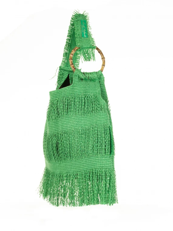 Shopping bag Picasso verde con frange