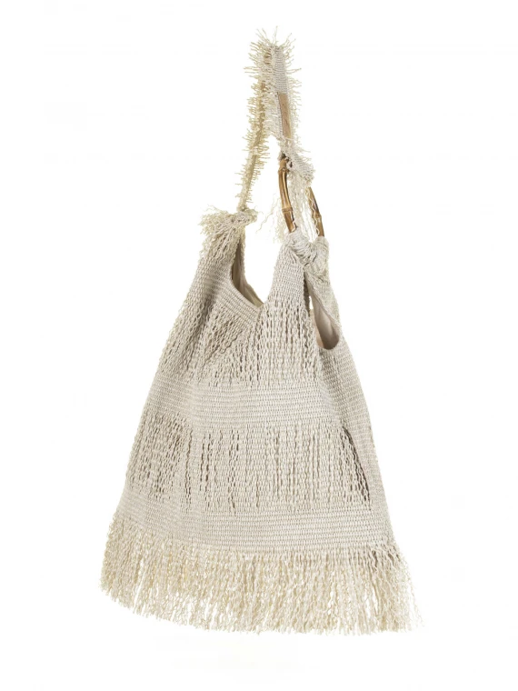 Ivory Picasso shopping bag with fringes