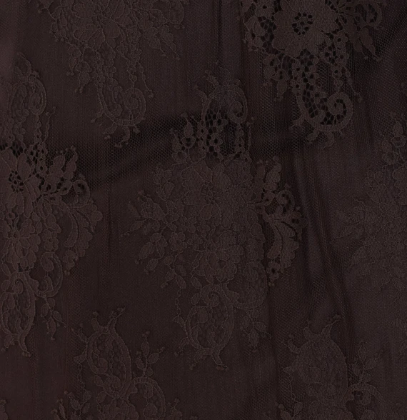Dark brown mini dress with high neck and lace Aniye By