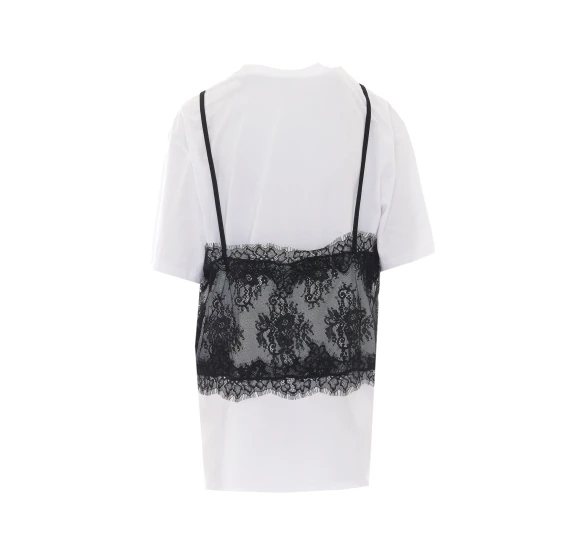 White T-Shirt with Black Lace Aniye By