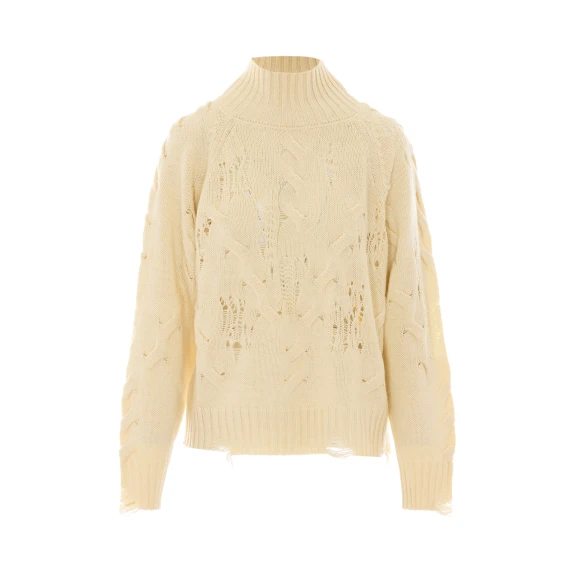 Maglione a collo alto avorio