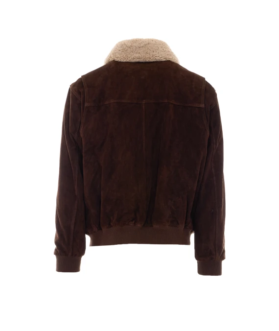 Dark brown suede jacket with shearling collar Arma