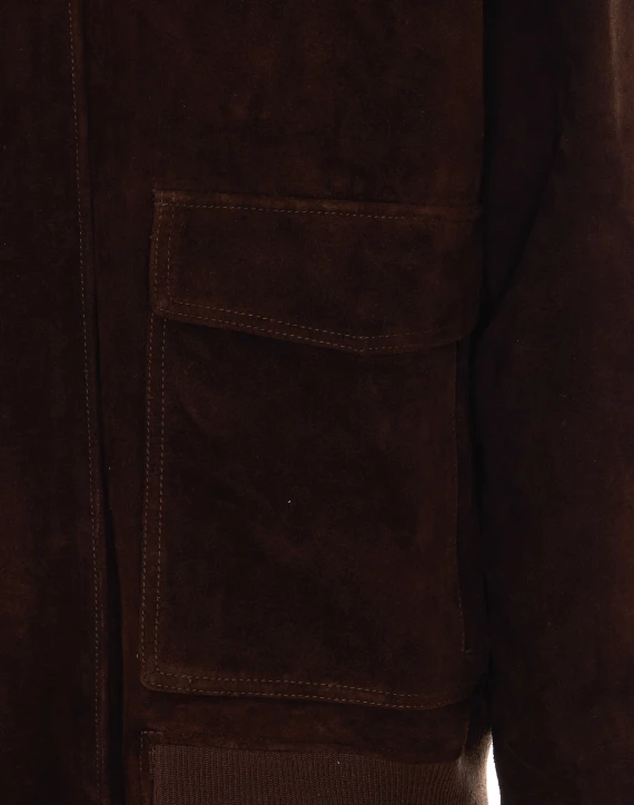 Dark brown suede jacket with shearling collar Arma