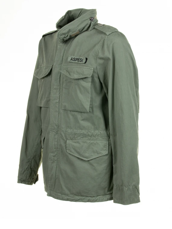 Sage green 4-pocket jacket with buttons