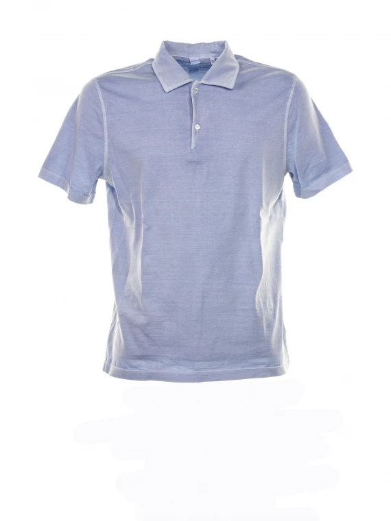 Short-sleeved light blue polo shirt