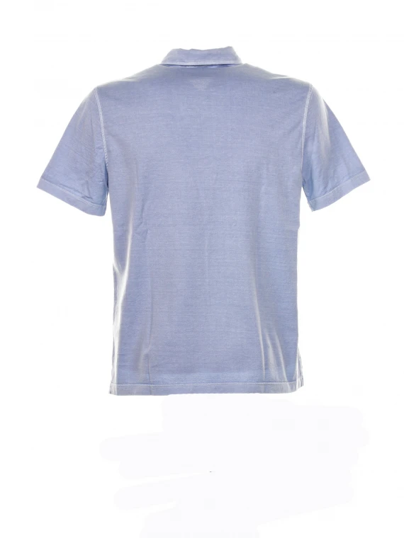 Short-sleeved light blue polo shirt