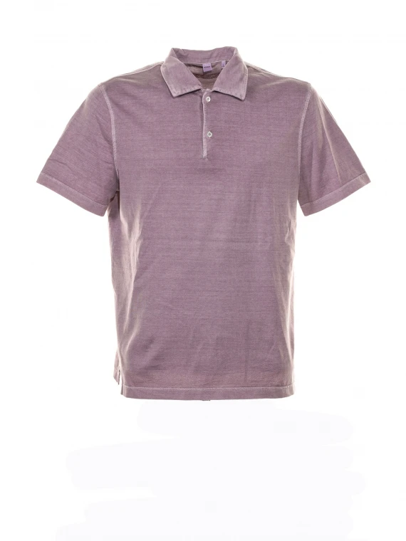 Purple short-sleeved polo shirt